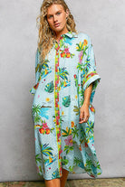 Short Sleeve Floral Printed Maxi Length Button Down Dress-Pol Clothing-Stuffology - Where Vintage Meets Modern, A Boutique for Real Women in Crosbyton, TX