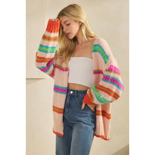 RAINBOW CHUNKY KNIT CARDIGAN-Cardigans-Sage + Fig-Stuffology - Where Vintage Meets Modern, A Boutique for Real Women in Crosbyton, TX