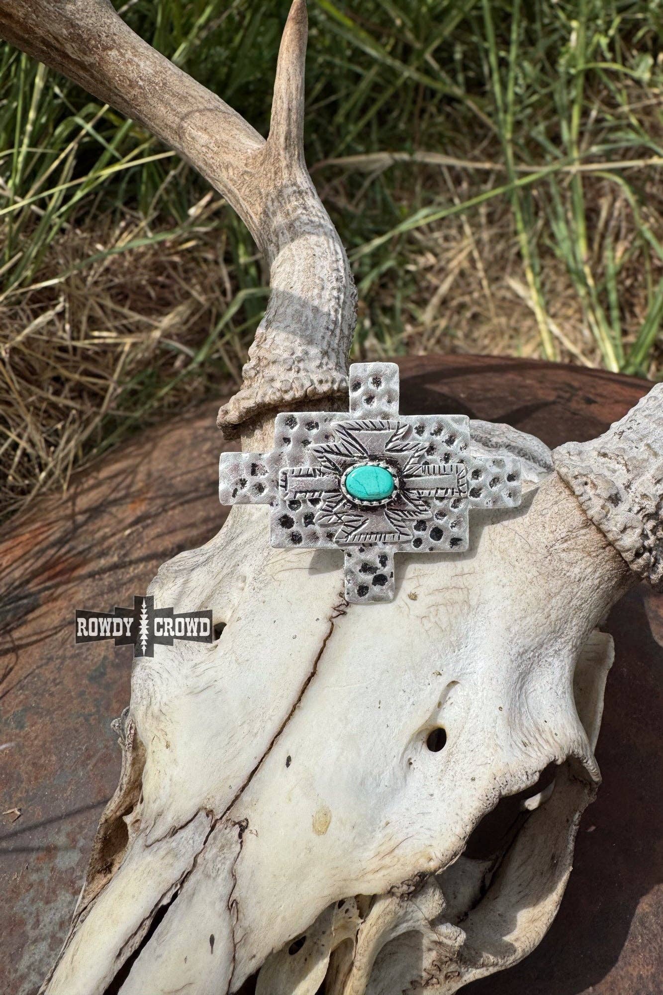 Turquoise Cross Wild Rag Slide-Jewelry-Stuffology Boutique-Stuffology - Where Vintage Meets Modern, A Boutique for Real Women in Crosbyton, TX