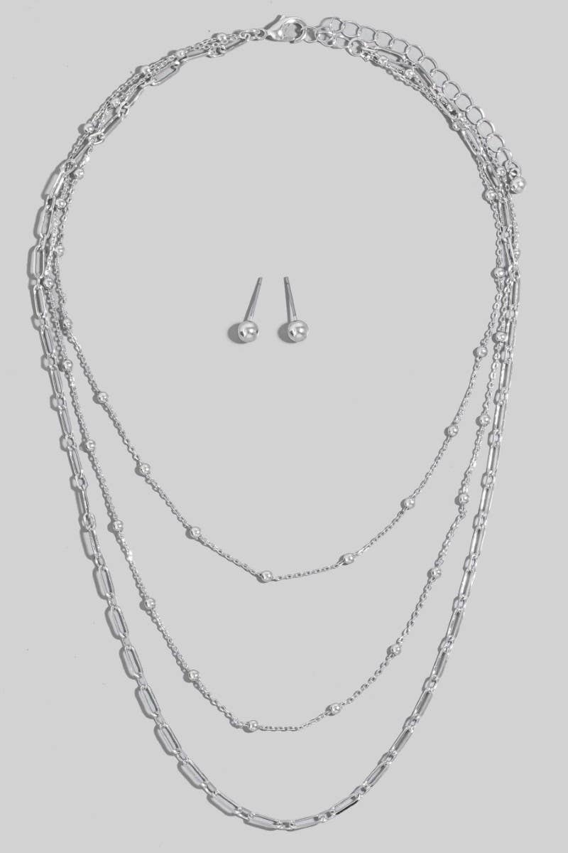 Mixed Layered Chains Necklace Set-The Looks by Fame Accessories-Stuffology - Where Vintage Meets Modern, A Boutique for Real Women in Crosbyton, TX