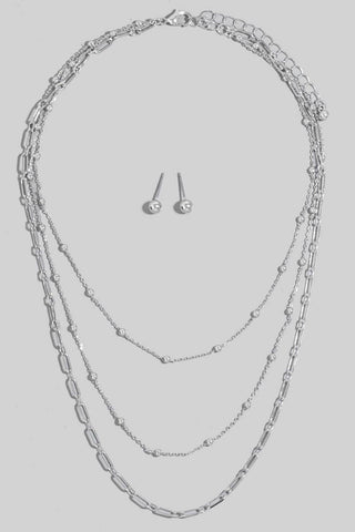 Mixed Layered Chains Necklace Set-The Looks by Fame Accessories-Stuffology - Where Vintage Meets Modern, A Boutique for Real Women in Crosbyton, TX