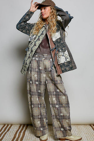 Crafted Textured Allover Print Woven Wide-Leg Pants-Pants-Pol Clothing-Stuffology - Where Vintage Meets Modern, A Boutique for Real Women in Crosbyton, TX