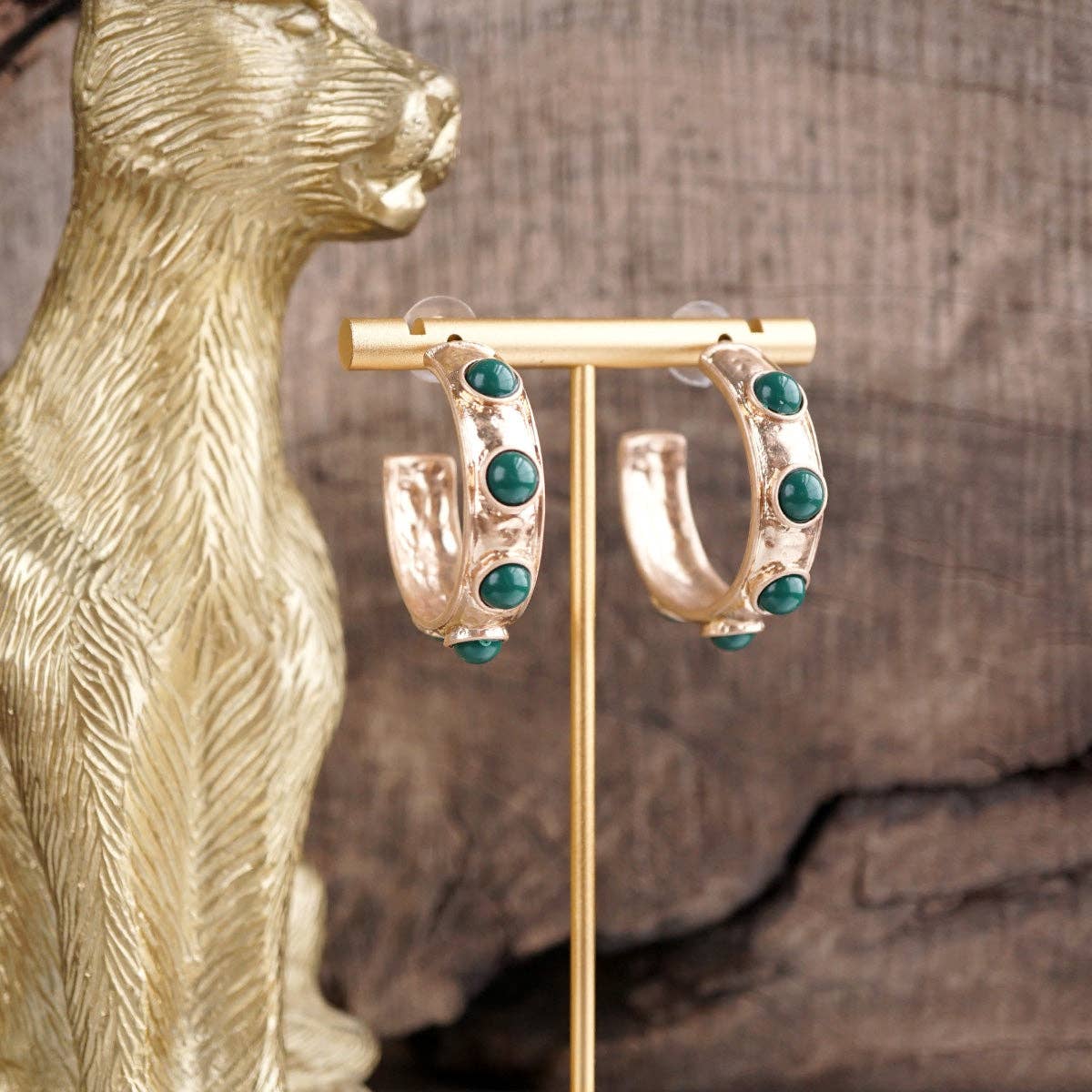 Jeweled Bubble Hoop Earrings – Colorful Acrylic Cabochons-PennyLine inc-Stuffology - Where Vintage Meets Modern, A Boutique for Real Women in Crosbyton, TX