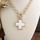 Luminous Cross – Mother of Pearl Charm Necklace-Necklaces-PennyLine inc-Stuffology - Where Vintage Meets Modern, A Boutique for Real Women in Crosbyton, TX