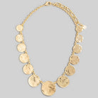 Large Textured Coins Statement Necklace-Necklaces-The Looks by Fame Accessories-Stuffology - Where Vintage Meets Modern, A Boutique for Real Women in Crosbyton, TX