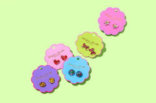Stud Earrings - Acrylic Ribbon Bows - Pink + Silver Confetti-Earrings-Taylor Elliott Designs-Stuffology - Where Vintage Meets Modern, A Boutique for Real Women in Crosbyton, TX