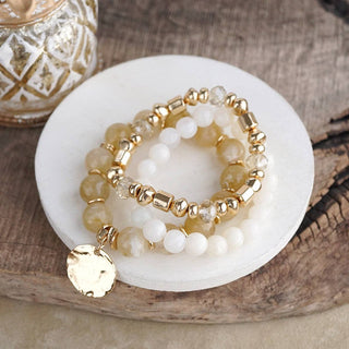 Gilded Sorbet Stack – Set of 3 Stretchy Beaded Summer Bracelets-Bracelets-PennyLine inc-Stuffology - Where Vintage Meets Modern, A Boutique for Real Women in Crosbyton, TX