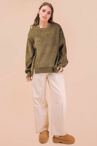 NT12367-Oversized Casual Solid Fleece Top-VERY J-Stuffology - Where Vintage Meets Modern, A Boutique for Real Women in Crosbyton, TX