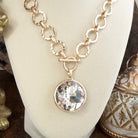 Gilded Radiance – Chunky Ring Chain Necklace with Sparkly Crystal-necklace-PennyLine inc-Stuffology - Where Vintage Meets Modern, A Boutique for Real Women in Crosbyton, TX