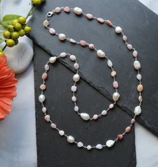 Gemstone and Cultured Pearl Rosary Style Necklace-IST Jewelry-Stuffology - Where Vintage Meets Modern, A Boutique for Real Women in Crosbyton, TX