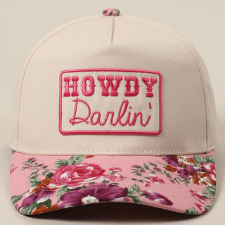 HOWDY Darlin' Embroidery Patch Floral Two-Tone Hat-Hats-Fashion City-Stuffology - Where Vintage Meets Modern, A Boutique for Real Women in Crosbyton, TX