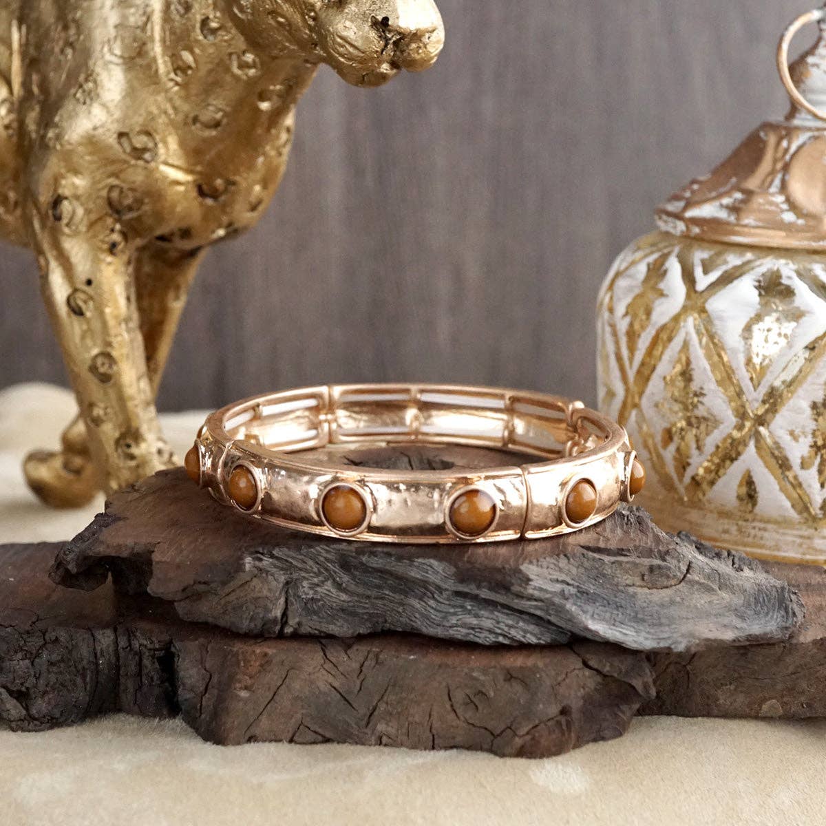 Timeless Charm – Slim Cabochon Eternity Bangle-Bracelets-PennyLine inc-Stuffology - Where Vintage Meets Modern, A Boutique for Real Women in Crosbyton, TX