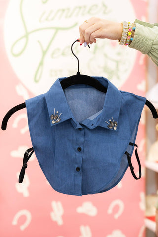 DENIM JEWEL COLLAR-Summer Tees-Stuffology - Where Vintage Meets Modern, A Boutique for Real Women in Crosbyton, TX