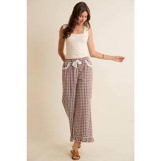Gingham Ruffle Hem Pants-So Me-Stuffology - Where Vintage Meets Modern, A Boutique for Real Women in Crosbyton, TX