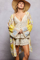 Long Sleeve Granny Square Crochet Open Cardigan-Pol Clothing-Stuffology - Where Vintage Meets Modern, A Boutique for Real Women in Crosbyton, TX