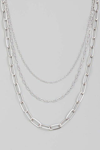 Triple Oval Chain Link Necklace-Necklaces-The Looks by Fame Accessories-Stuffology - Where Vintage Meets Modern, A Boutique for Real Women in Crosbyton, TX