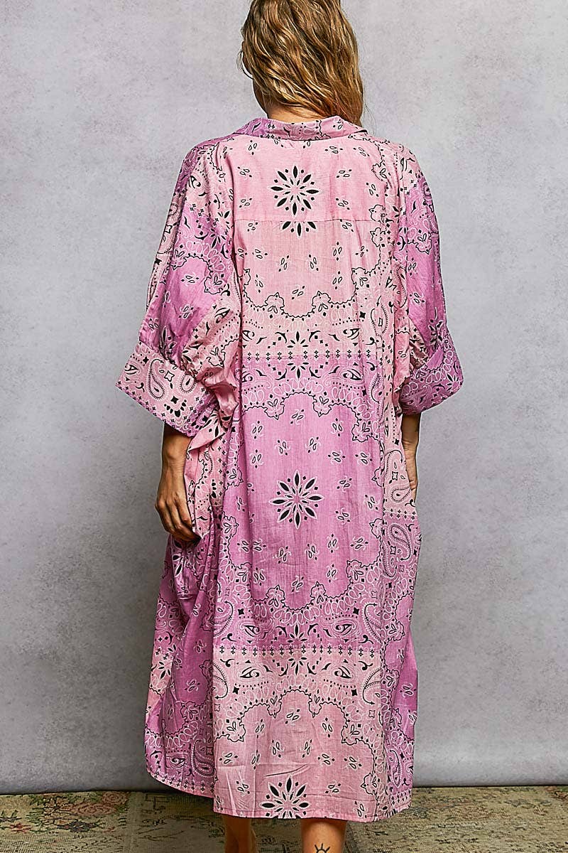 Short Sleeve Floral Printed Maxi Length Button Down Dress-Pol Clothing-Stuffology - Where Vintage Meets Modern, A Boutique for Real Women in Crosbyton, TX