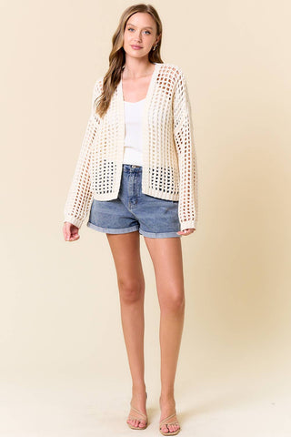 CROCHET FISHNET CROPPED OPEN CARDIGAN-Cardigan-Doe and Rae-Stuffology - Where Vintage Meets Modern, A Boutique for Real Women in Crosbyton, TX