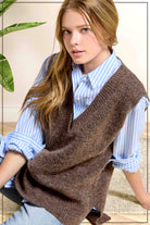 Collared Contrast Stripe Button Down Shirt-La Miel-Stuffology - Where Vintage Meets Modern, A Boutique for Real Women in Crosbyton, TX