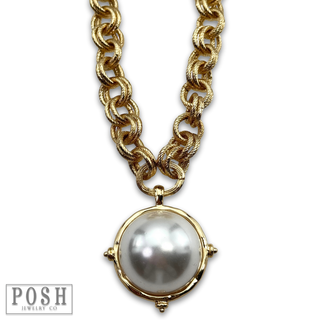 Pearl bead pendant necklace-necklace-Pink Panache Brands-Stuffology - Where Vintage Meets Modern, A Boutique for Real Women in Crosbyton, TX