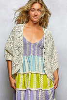 POL Clothing V-Neck Crochet Batwing Sleeve Cardigan Top-Shirt / Jacket-Pol Clothing-Stuffology - Where Vintage Meets Modern, A Boutique for Real Women in Crosbyton, TX