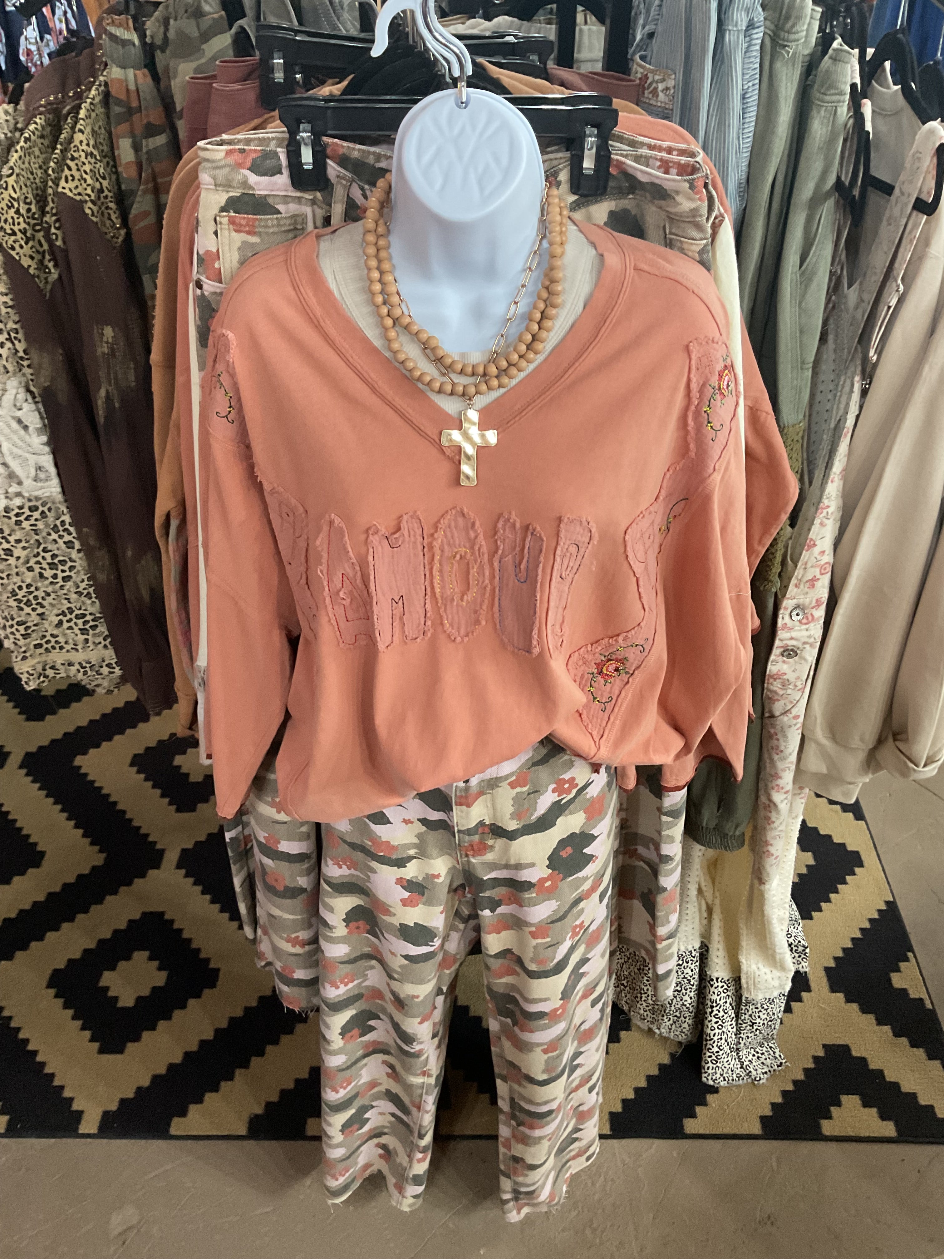 Patchwork Amour Washed Pullover-Pullover Top-Easel-Stuffology - Where Vintage Meets Modern, A Boutique for Real Women in Crosbyton, TX