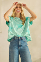 FADED STAR-PRINT OVERSZED TOP-Tees-Sage + Fig-Stuffology - Where Vintage Meets Modern, A Boutique for Real Women in Crosbyton, TX