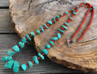 Turquoise red seed bead necklace Native American handmade-Necklaces-Horse Spirit Studio-Stuffology - Where Vintage Meets Modern, A Boutique for Real Women in Crosbyton, TX