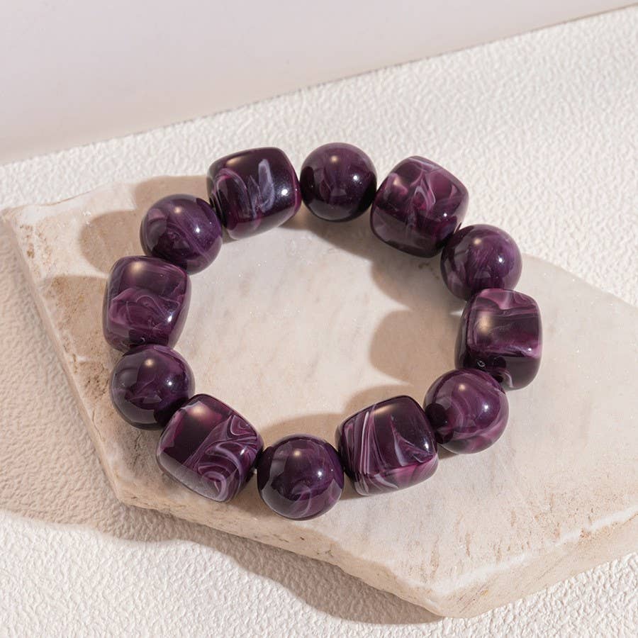 Color-Block Cube Circle Stretch Cord Bracelet | 40B5197-Bracelet-JOSSLYN by wall to wall-Stuffology - Where Vintage Meets Modern, A Boutique for Real Women in Crosbyton, TX