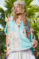 POL Clothing Round Neck Short Sleeve Floral Knit Rib Top-Loose Fit Top-Pol Clothing-Stuffology - Where Vintage Meets Modern, A Boutique for Real Women in Crosbyton, TX