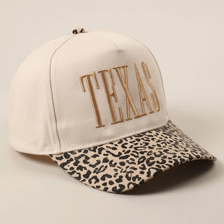 TEXAS Embroidery Leopard Two-Tone Trucker Hat-Hats-Fashion City-Stuffology - Where Vintage Meets Modern, A Boutique for Real Women in Crosbyton, TX