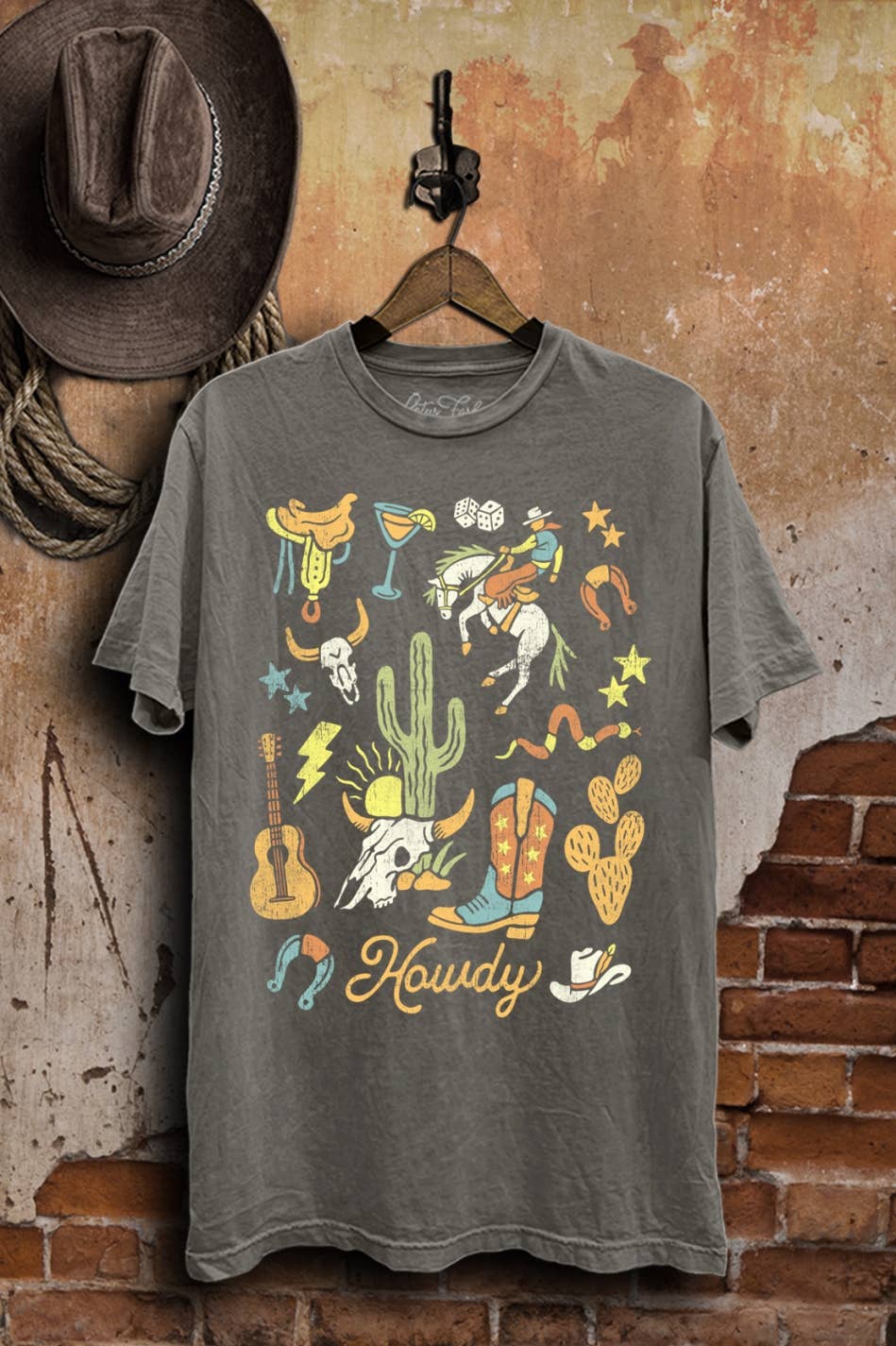 Howdy Western Graphic Top-Graphic Tees-Lotus Fashion Collection-Stuffology - Where Vintage Meets Modern, A Boutique for Real Women in Crosbyton, TX