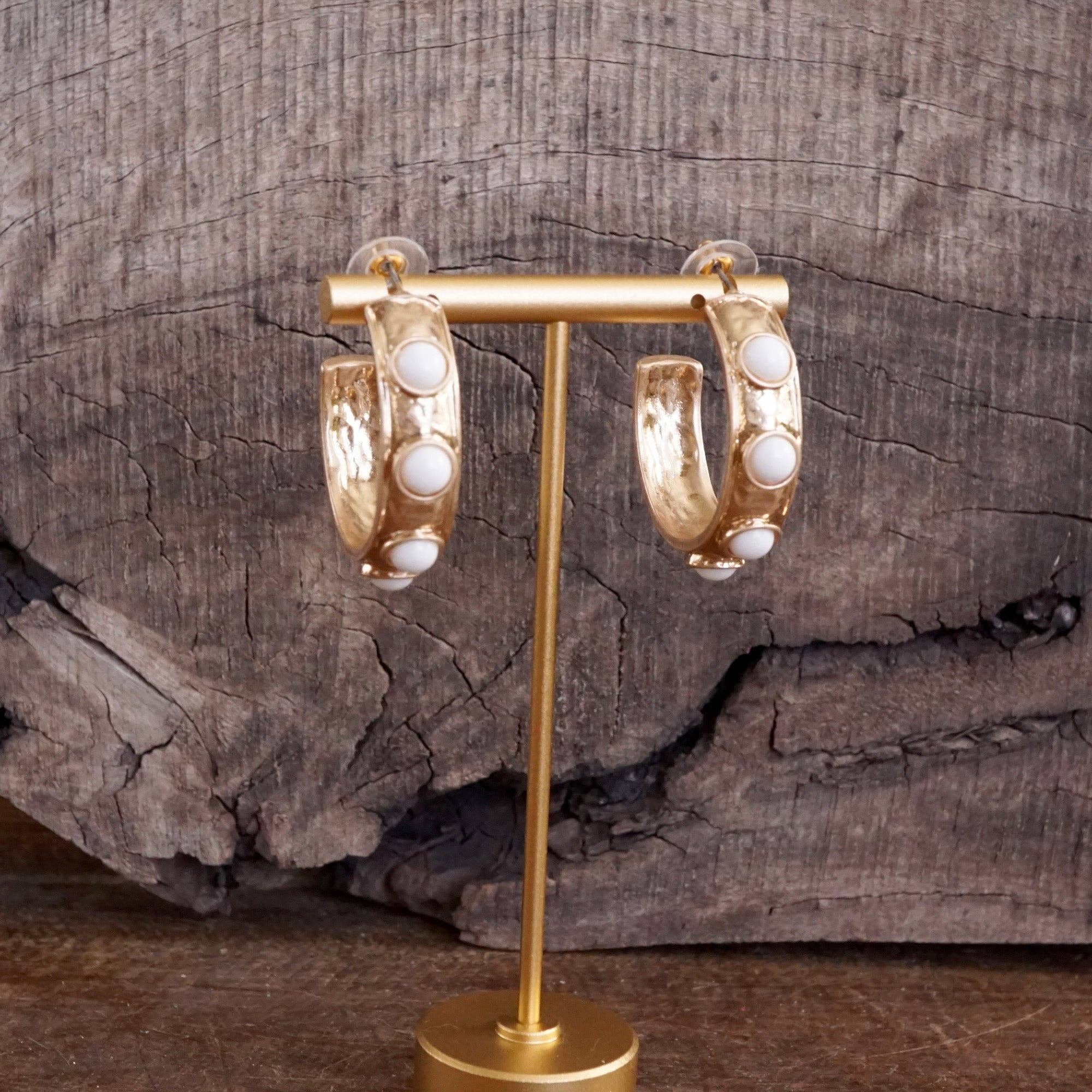 Jeweled Bubble Hoop Earrings – Colorful Acrylic Cabochons-PennyLine inc-Stuffology - Where Vintage Meets Modern, A Boutique for Real Women in Crosbyton, TX