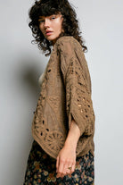 Batwing Sleeve Button Down Solid Crochet Cardigan Top-Pol Clothing-Stuffology - Where Vintage Meets Modern, A Boutique for Real Women in Crosbyton, TX