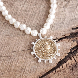 Boho Coin and Pearl Statement Necklace – Gold and Silver Tone-necklace-PennyLine inc-Stuffology - Where Vintage Meets Modern, A Boutique for Real Women in Crosbyton, TX