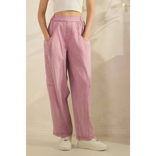 Acid Wash Wide Leg Pink Denim Pants-Pants-Sage + Fig-Stuffology - Where Vintage Meets Modern, A Boutique for Real Women in Crosbyton, TX
