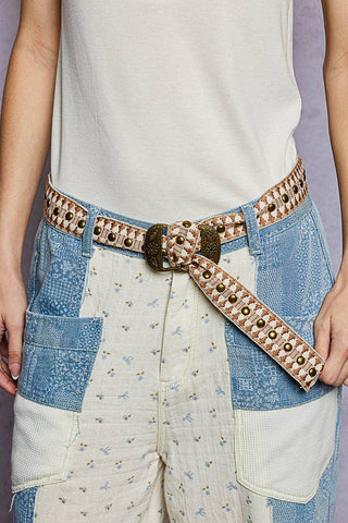 Metal Buckle Studded Western Boho Belt-BELT-Pol Clothing-Stuffology - Where Vintage Meets Modern, A Boutique for Real Women in Crosbyton, TX