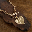 Boho Hammered Heart Front Toggle Necklace – Rustic Gold or Silver-Necklaces-PennyLine inc-Stuffology - Where Vintage Meets Modern, A Boutique for Real Women in Crosbyton, TX
