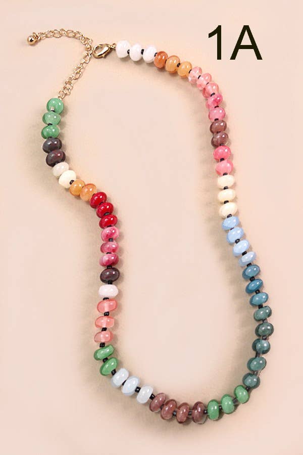 NATURAL AGATE GLASS SEMI PRECIOUS BEAD NECKLACE | 80N896-JOSSLYN by wall to wall-Stuffology - Where Vintage Meets Modern, A Boutique for Real Women in Crosbyton, TX