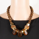 Gold Dipped Acrylic Chunky Beaded Statement Necklace-Necklaces-The Looks by Fame Accessories-Stuffology - Where Vintage Meets Modern, A Boutique for Real Women in Crosbyton, TX