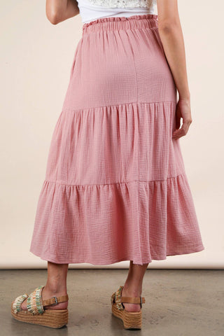 Elastic Waist Tiered Maxi Skirt-Skirts-VERY J-Stuffology - Where Vintage Meets Modern, A Boutique for Real Women in Crosbyton, TX