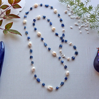 Gemstone and Cultured Pearl Rosary Style Necklace-IST Jewelry-Stuffology - Where Vintage Meets Modern, A Boutique for Real Women in Crosbyton, TX