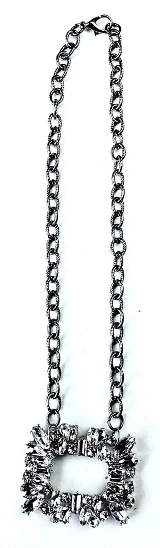 SHORT CHAIN W/BLING RECTANGLE NECKLACE - GOLD-Necklaces-Lost & Found Trading-Stuffology - Where Vintage Meets Modern, A Boutique for Real Women in Crosbyton, TX