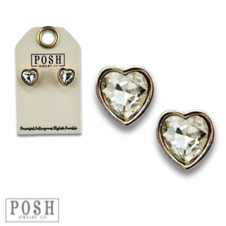 Rhinestone heart stud earring-Earrings-Pink Panache Brands-Stuffology - Where Vintage Meets Modern, A Boutique for Real Women in Crosbyton, TX