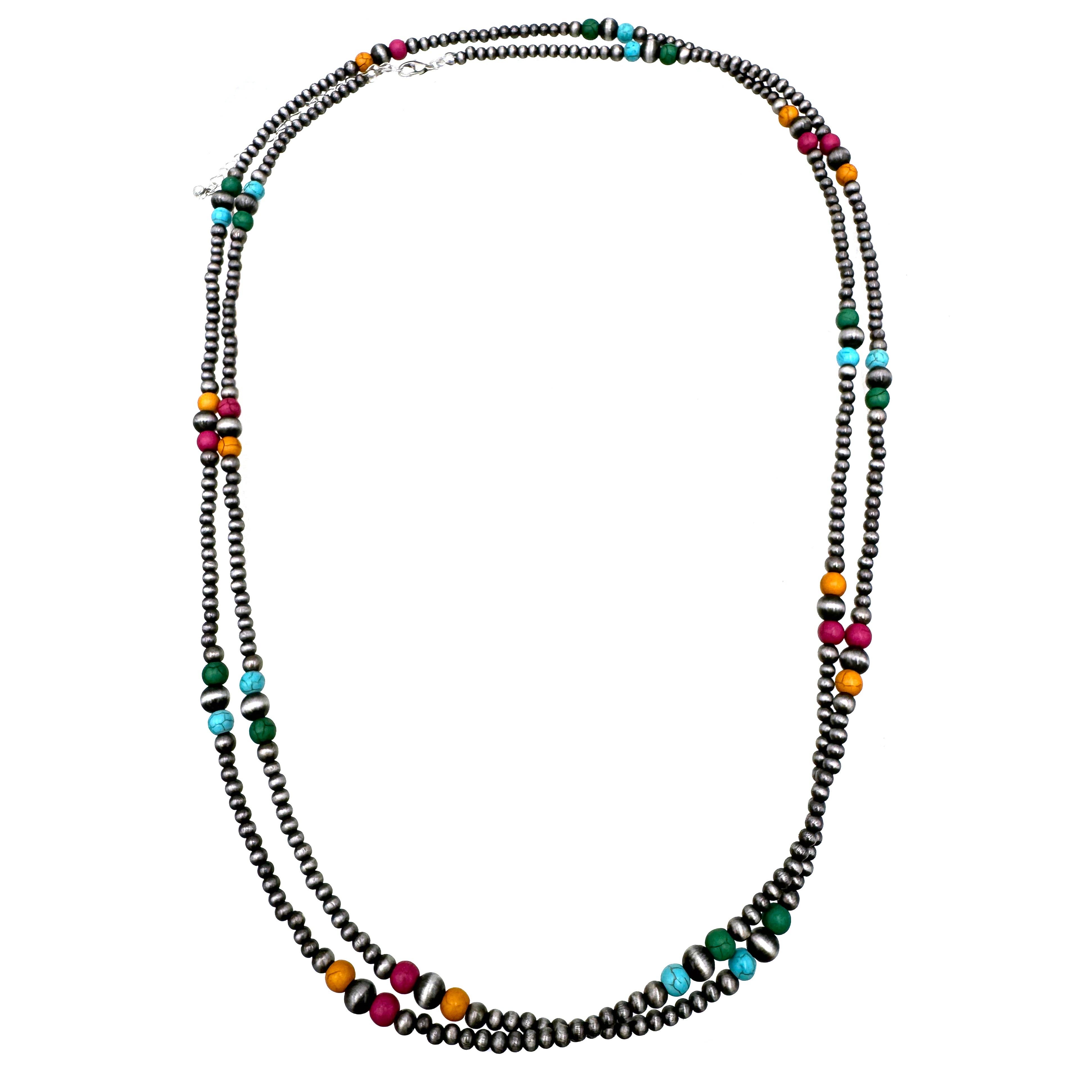 Navajo Beads Versatile Long 60 inch Necklace-Lunar Deer-Stuffology - Where Vintage Meets Modern, A Boutique for Real Women in Crosbyton, TX