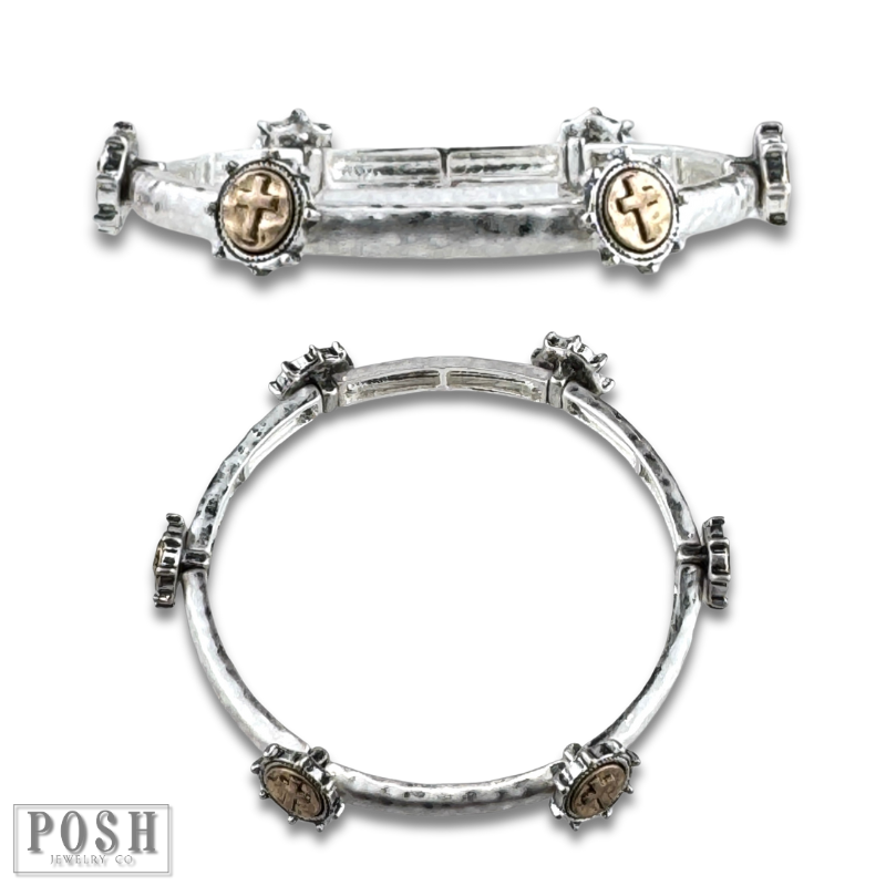 Antique look cross cuff bracelet-Bracelets-Pink Panache Brands-Stuffology - Where Vintage Meets Modern, A Boutique for Real Women in Crosbyton, TX