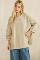 MINERAL WASH OVERSIZE PUFF-SLEEVE PULLOVER TEE-TOP-Sage + Fig-Stuffology - Where Vintage Meets Modern, A Boutique for Real Women in Crosbyton, TX