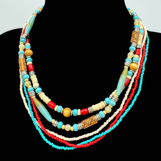 Five Strand Southwestern Beaded Necklace-Necklaces-Lunar Deer-Stuffology - Where Vintage Meets Modern, A Boutique for Real Women in Crosbyton, TX