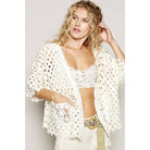 POL Clothing Short Sleeve Open Knitted Woven Open Cardigan-Shirt / Jacket-Pol Clothing-Stuffology - Where Vintage Meets Modern, A Boutique for Real Women in Crosbyton, TX