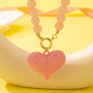 Sweetheart Beaded Heart Necklace-Necklaces-Stuffology Boutique -Stuffology - Where Vintage Meets Modern, A Boutique for Real Women in Crosbyton, TX